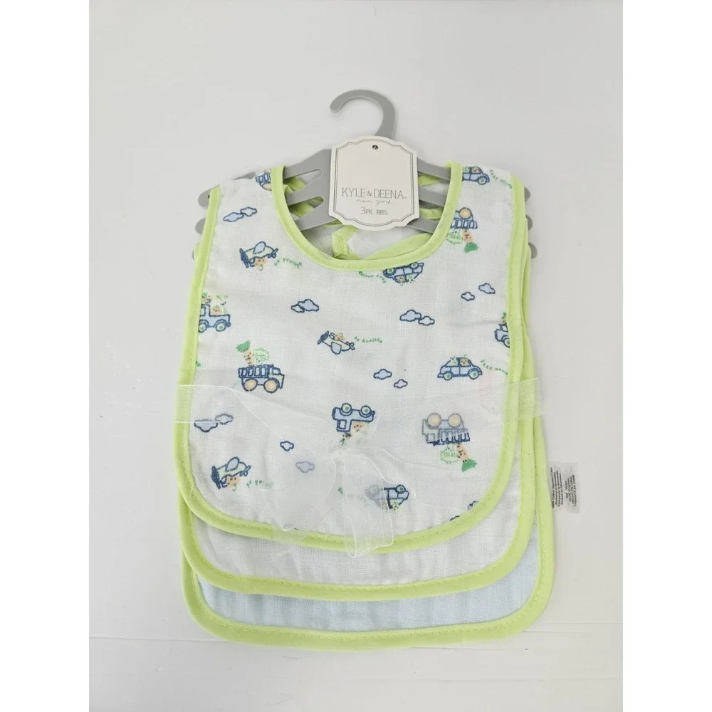Kyle & Deena Baby Bandana Bib 3 Pack  green blue truck boy NWT‎